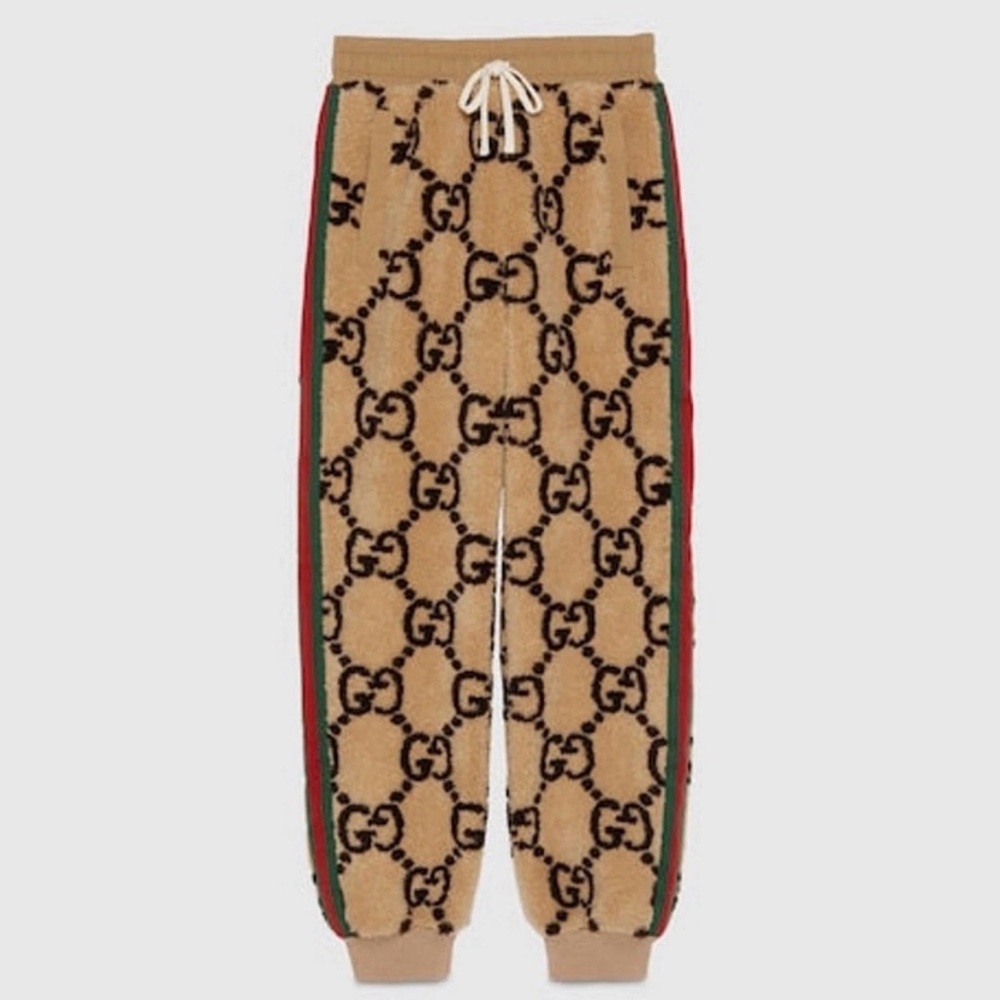 NWT Authentic GUCCI Men's Size M GG Jacquard Jogging Pant Camel/Dark Brown